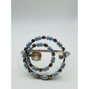 RARE Vintage Spiral Convertible Bangle Bracelet with Iridescent Stones & Crystal